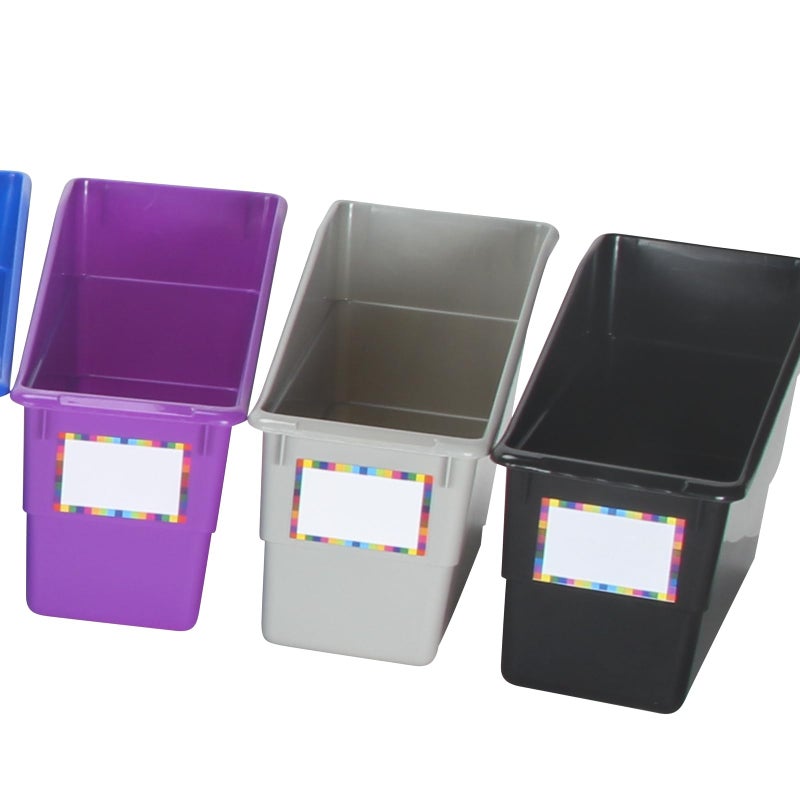 Really Good Stuff Rainbow Organizing Bins, Premium Plastic Book Holders With Name Labels, Vertical Storage & Organization for Classroom & Home, Color Code Files, Books, Binders, Supplies, 12 pk - Image 5